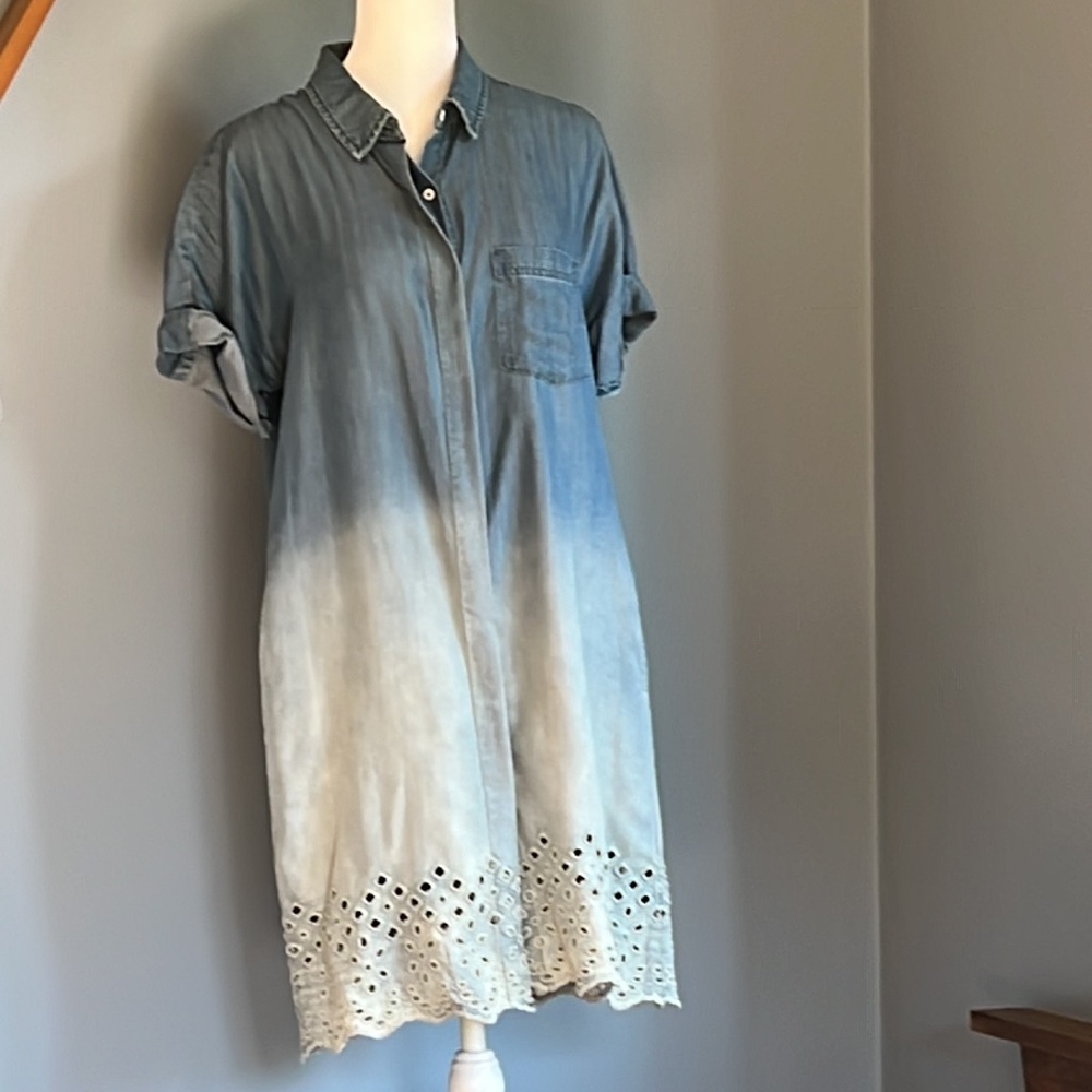 Dear John denim short sleeved hombre dress with eyelets